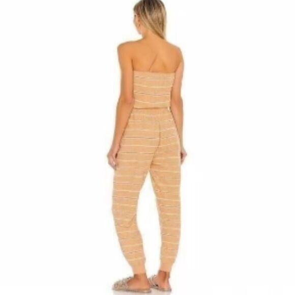 NWT L Space Revolve North Shore Jumpsuit Gold Stripe Strapless Large - Picture 6 of 13